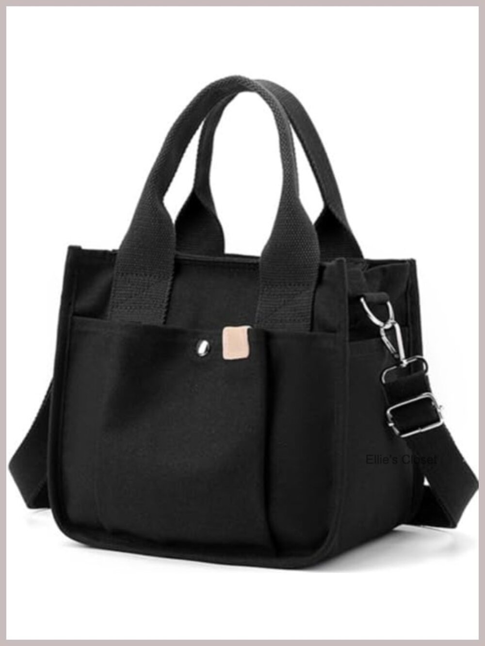 Canvas Tote Bag with Zipper Multi-Pocket Crossbody Satchel Handbag